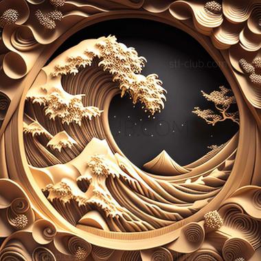 3D model great wave (STL)